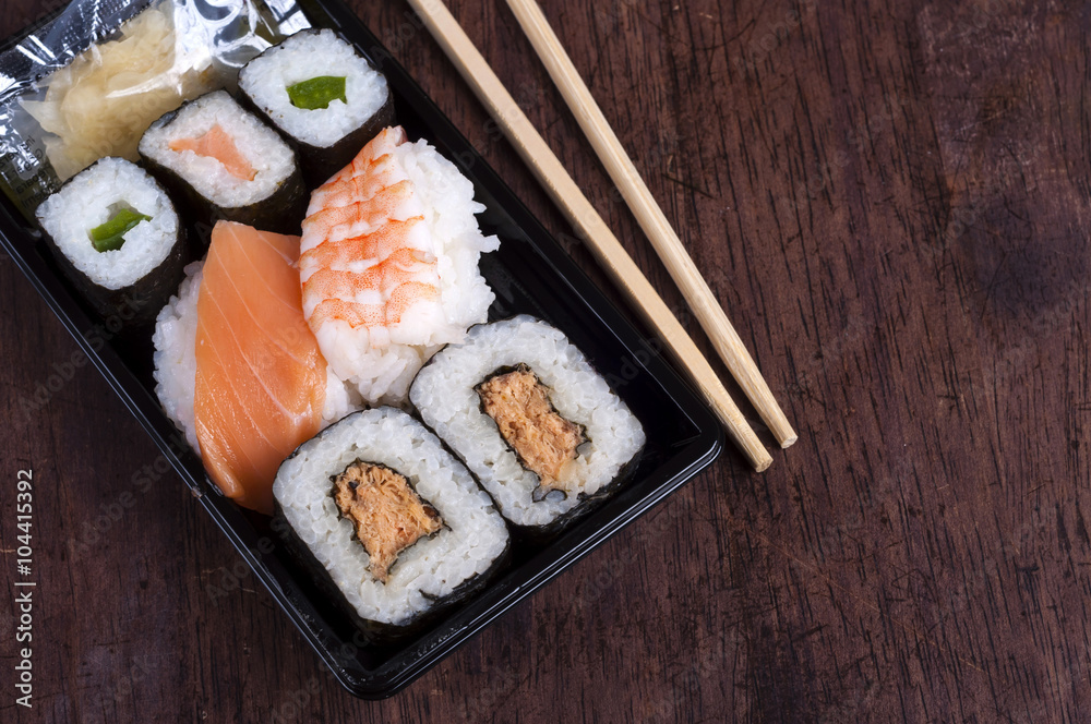 Black sushi box Black sushi box