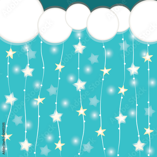 Stars and clouds on a blue background