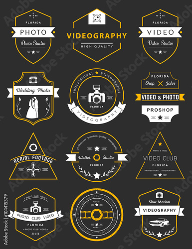 Vector set of badges Photography and Videography