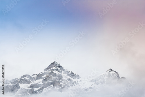 Snow mountain with fog , Lachen North Sikkim India