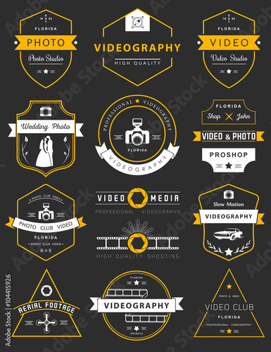 Vector set of badges Photography and Videography