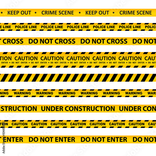 vector set of seamless caution tapes