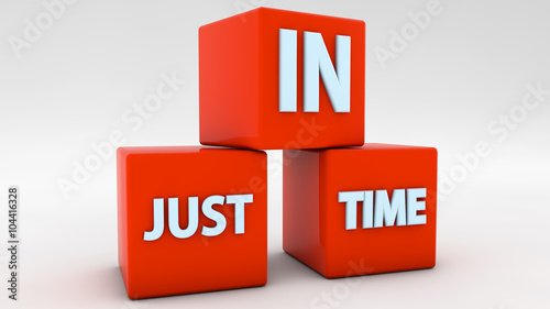 Fotografie Just in time 3d red cubes
