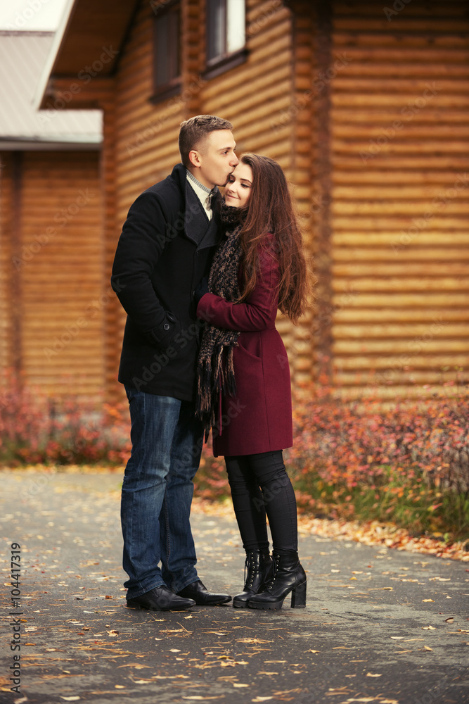 Young couple in love walking outdoor Young couple in love walking outdoor