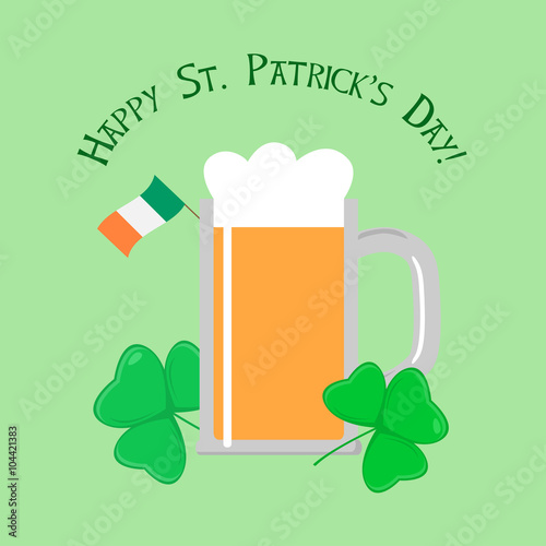 Saint Patricks day Greeting Card with Beer