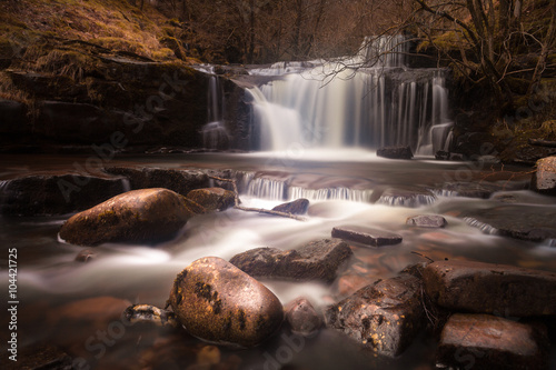 Near Merthyr Tydfil in the South Wales valleys Blaen y Glyn Waterfalls are a series of closely connected falls
 photo