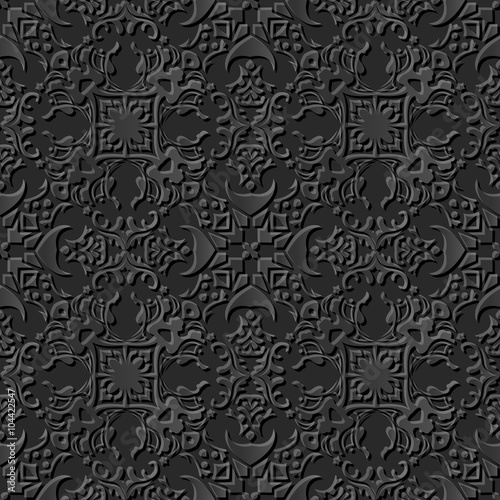 Seamless 3D elegant dark paper art pattern 245 Geometry Kaleidoscope 