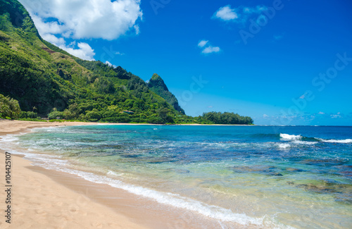 Obraz na płótnie Tropical exotic beach in Haena, Kauai Island, Hawaii w salonie