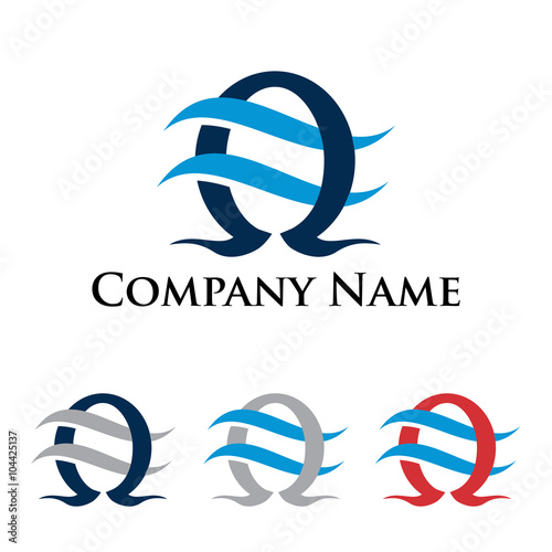 Simple Omega Water Wave Logo Icon Template