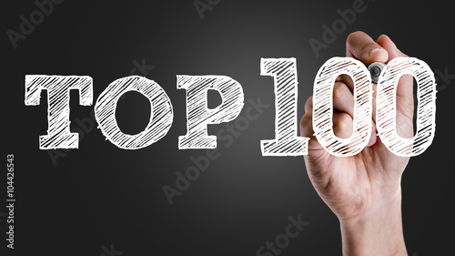 Hand writing the text: Top 100