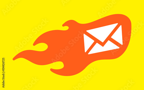 Envelope Flaming Fire Vector Icon
