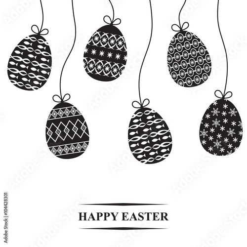 Easter greeting card with patterned eggs hang
