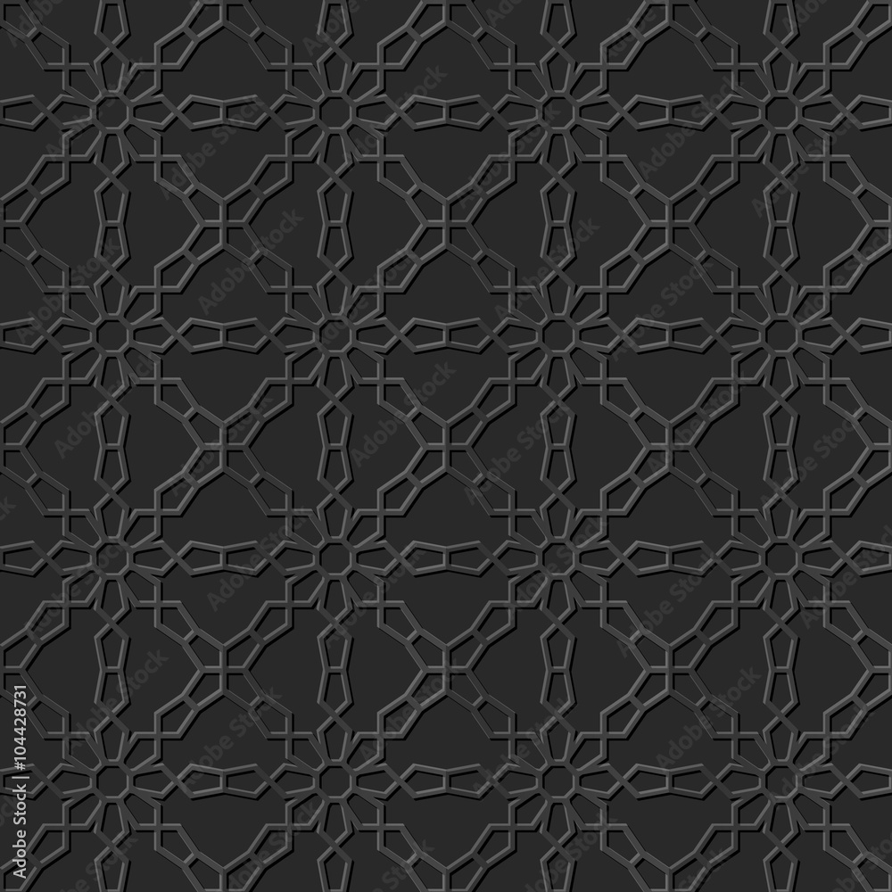 Seamless 3D elegant dark paper art pattern 254 Polygon Geometry Cross
