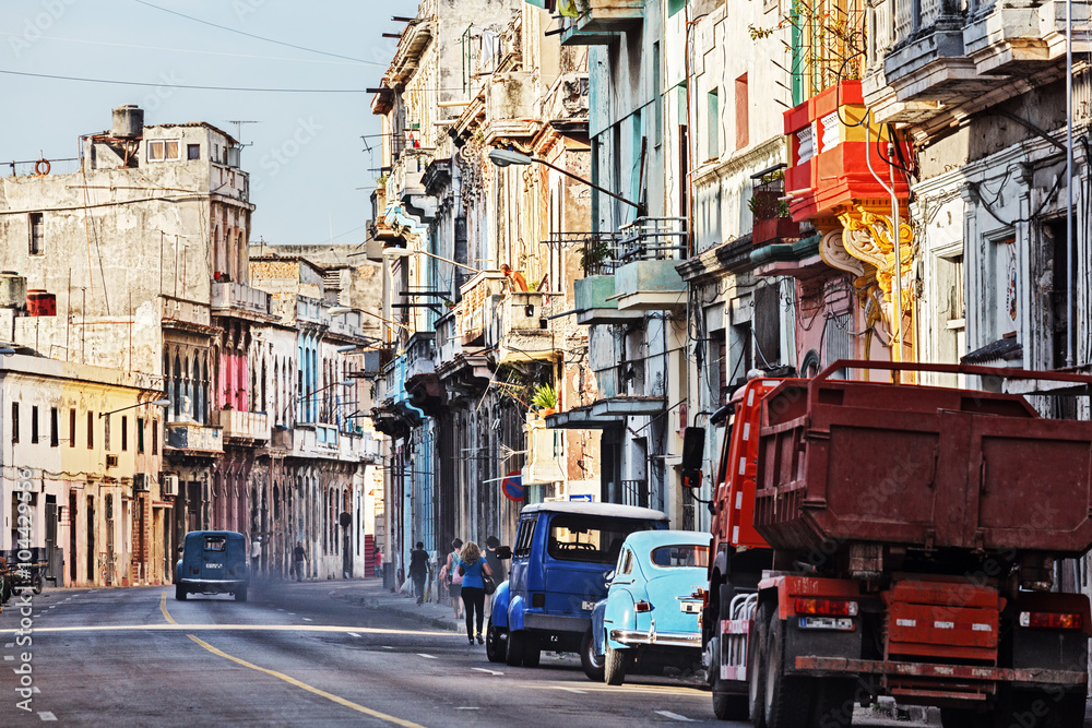 Cuba, Havana, Old Car Polluting the Air