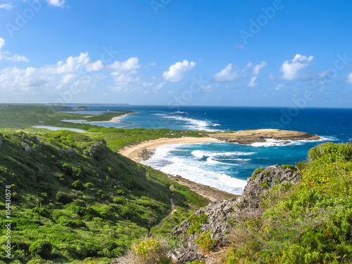 Spectacular panoramic view from Castle Point on Colibris Point, located on extreme east of the mainland 11 km from Saint-Francois in Guadeloupe, Grande Terre, Caribbean.