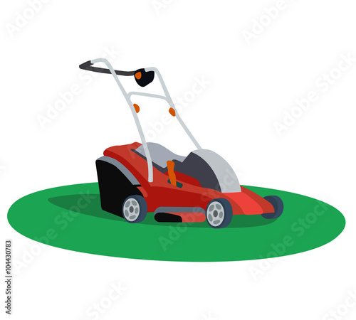 Illustration of a lawn mower on white background
