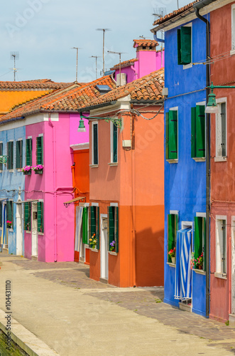 Colorful apartment building in Burano, Venice, Italy.