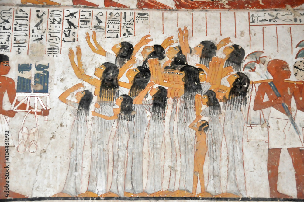 Ancient Egyptian fresco of mourners at a funeral Stock Photo | Adobe Stock