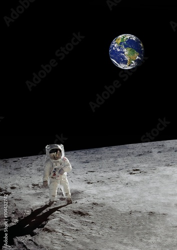 a lunar walk beneath the shining earth (some elements courtesy of nasa)