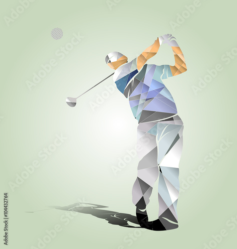 Polygon vector illustration of a golfer