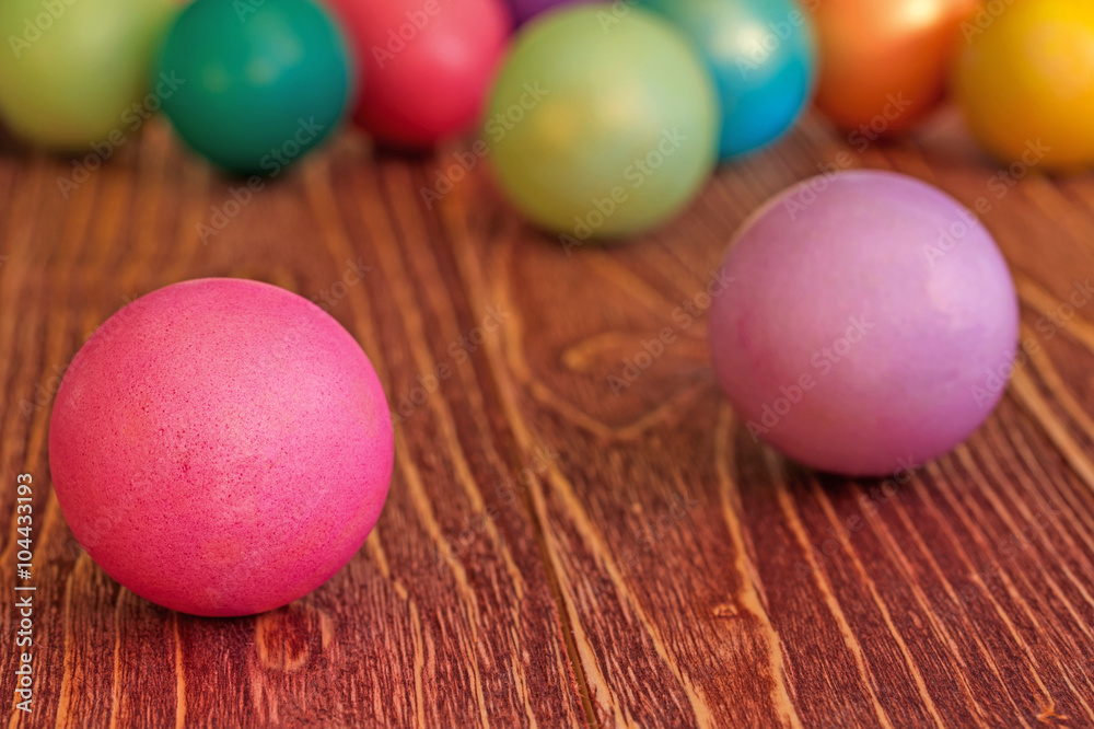 Multi-coloured Easter eggs