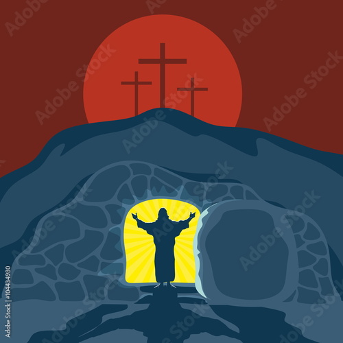 Biblical illustration. Christ is risen. Happy Easter