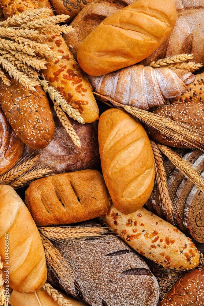 Different types of bread on the table