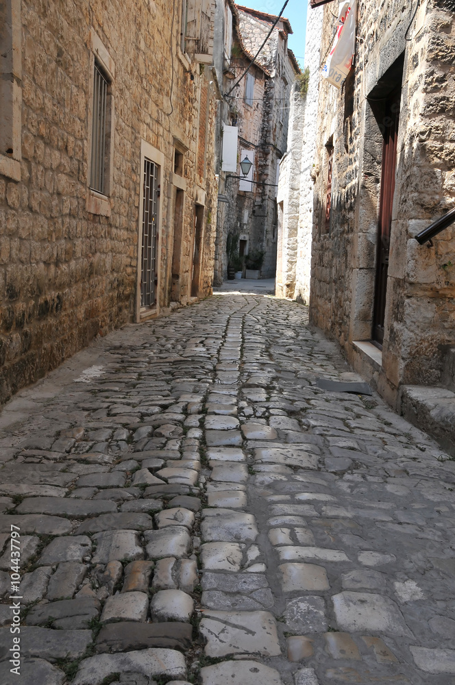 Cobble streets in medieval old town