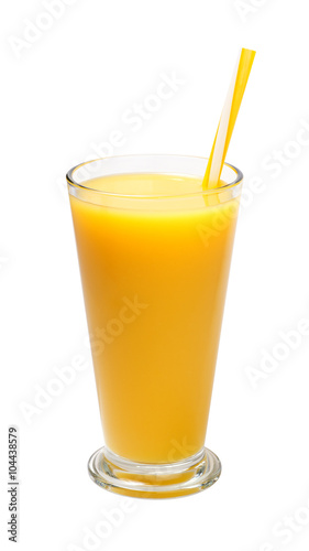 glass of freshly pressed orange juice isolated