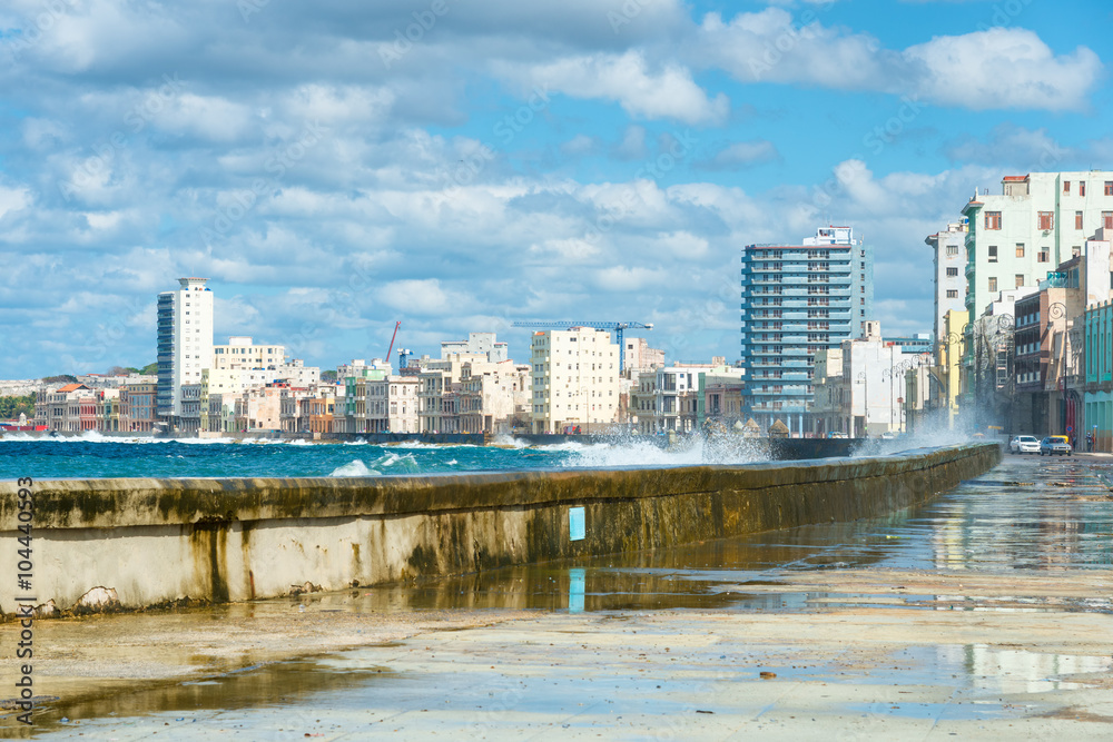 The Havana skyline and the famous Malecon seawall