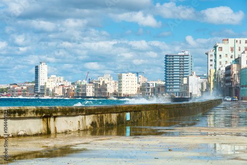 The Havana skyline and the famous Malecon seawall © kmiragaya