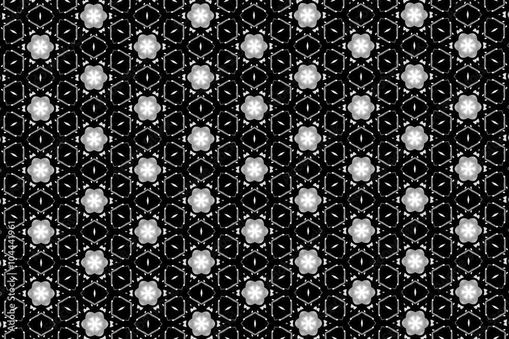 Black-and-white ornament with different elements.
C Black-and-white ornament with different elements.
C