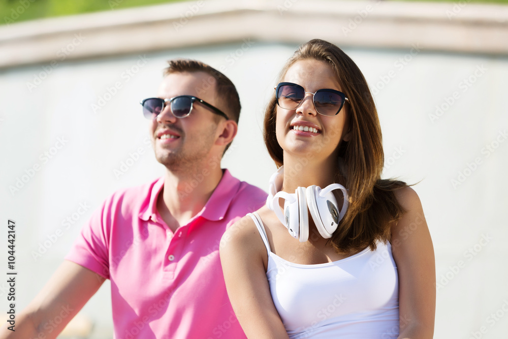 Beautiful couple spending weekend outdoors