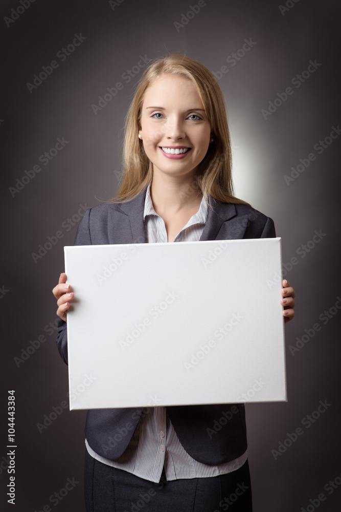 Business woman holding sign Business woman holding sign