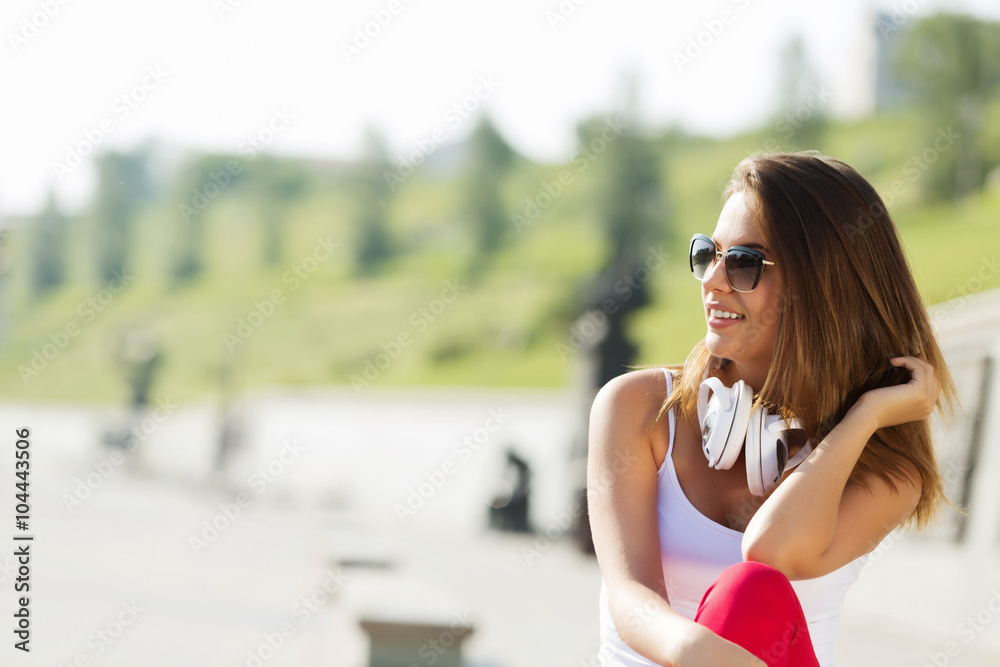 Teenager girl having time in outdoors