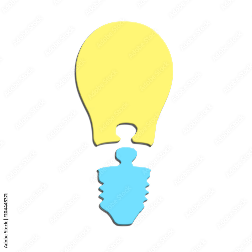 Bulb shape puzzles of two jigsaw pieces
