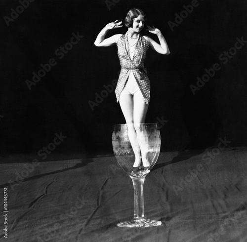 Картината върху платно Tiny woman standing in wineglass