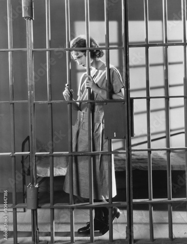 Woman in jail cell 