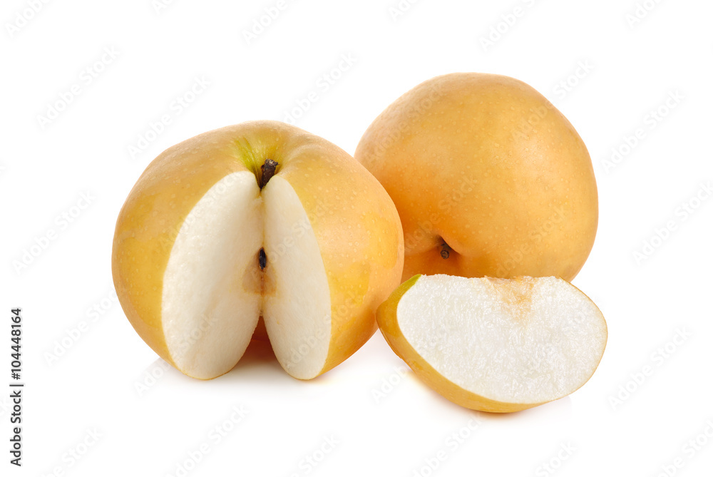 snow pear or Fengsui pear on white background snow pear or Fengsui pear on white background