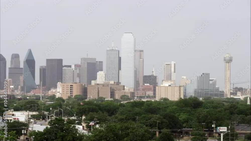 Panning left shot of the downtown Dallas skyline. Panning left shot of the downtown Dallas skyline.