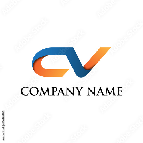 CV innitial logo icon blue orange