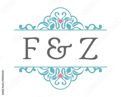 F & Z Initial Wedding Ornament Logo