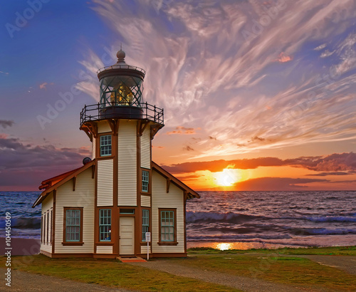  Point Cabrillo Lighthouse. Sunset.