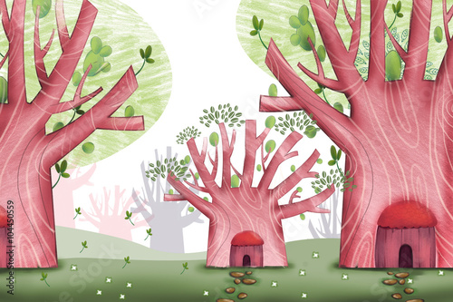 Creative Illustration and Innovative Art: Forest Residents Areas. Realistic Fantastic Cartoon Style Artwork Scene, Wallpaper, Story Background, Card Design 
