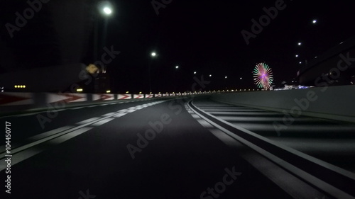 Driver view through the Daiba JCT heading towards Yokohama.