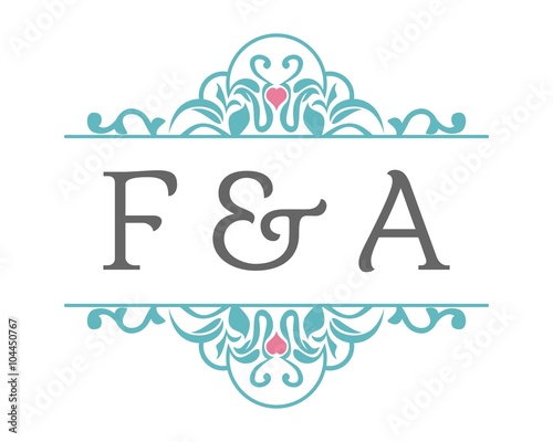 F & A Initial Wedding Ornament Logo