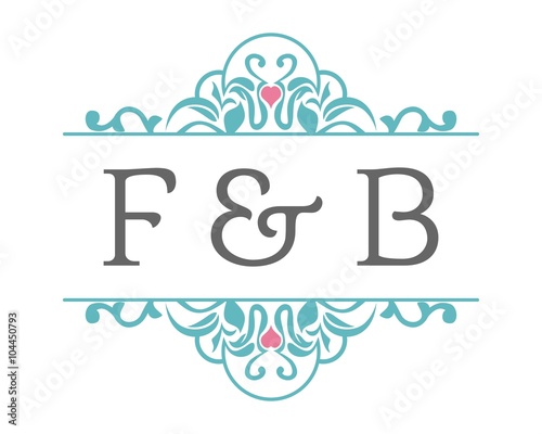 F & B Initial Wedding Ornament Logo