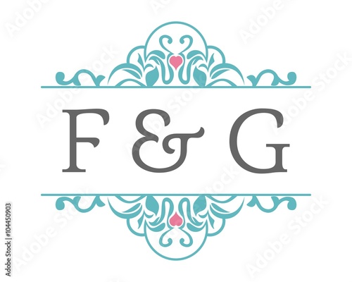 F & G Initial Wedding Ornament Logo