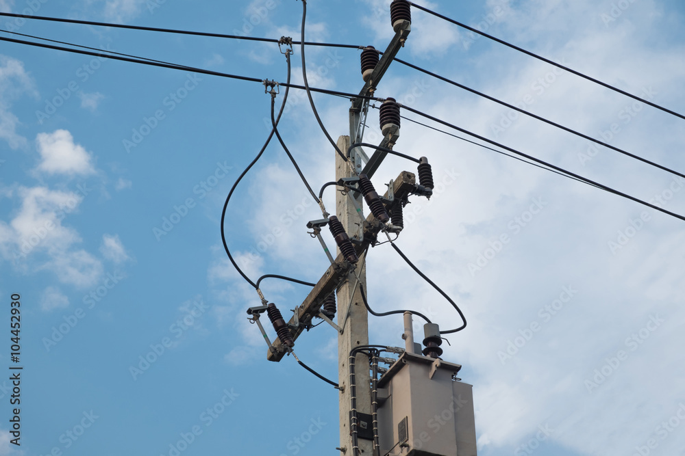 Electricity post sky background Electricity post sky background