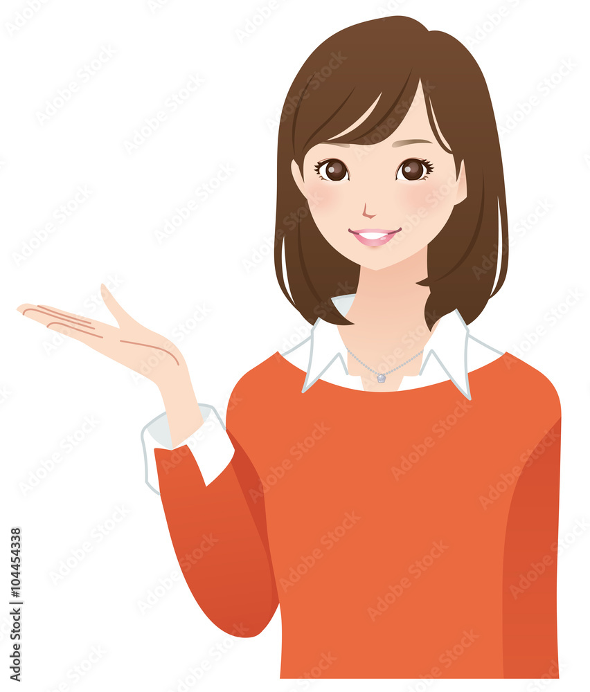 女性 案内ポーズ 表情 女性 案内ポーズ 表情